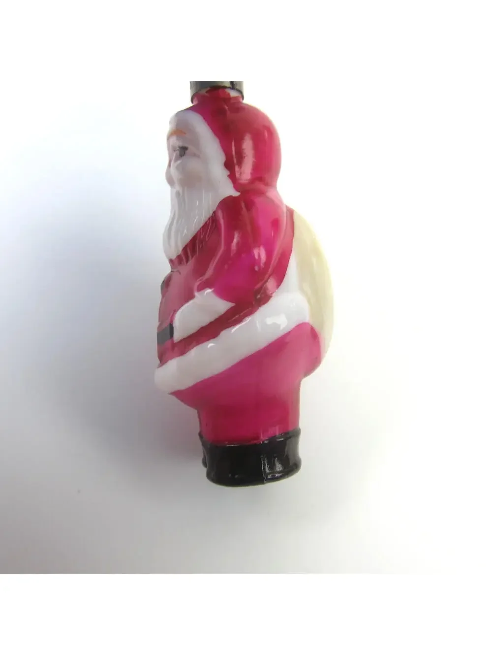Vintage Santa Claus Christmas Milk Glass Light Bulb C6 Figural Toy Sack Japan